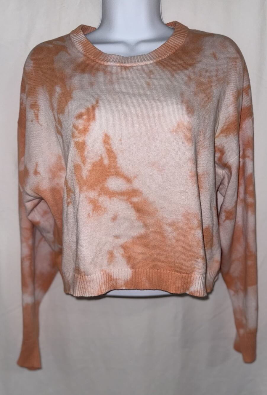 Billabong Orange White Retro Grunge Crop Y2K-lore Knit Pullover Woman’s Sz S